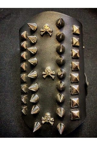 Dükkan Design Kurukafa Spike 13 Cm Deri Bileklik Siyah