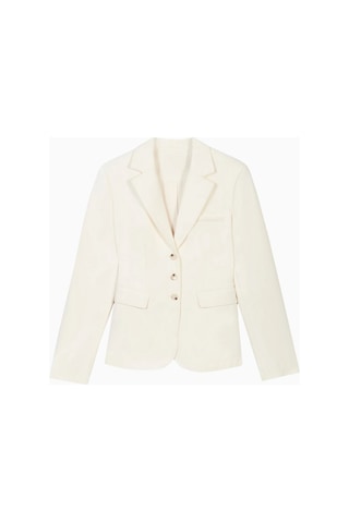 Because Of Alice Single Breasted Cinched Waist Blazer Kadın Ceket Krem