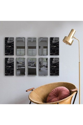 Dekor Camı | Granit Desenli Cam ve Füme Ayna | 10'lu Takım