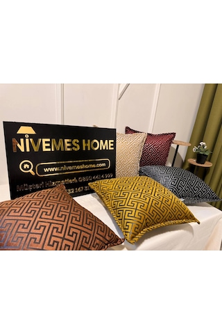 Nivemeshome Monet Zigzag Kırlent Kılıfı Kahve-antrasit 45 X 45 Kahve