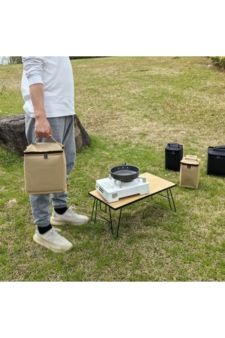 Yifomall Büyük Boy Kahverengi Kalın Oxford Kumaş Kamp Çanta - Gaz Tankı, Şarap Bardağı, Lambalar İçin Taşınabilir Saklama Çantası Kahverengi