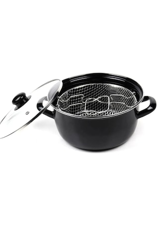 Viatom Emaye Cam Kapaklı Kızartma Tenceresi 26 Cm