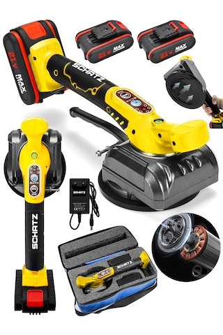 Schatz Profesyonel Metal Şanzıman Çift Akülü Fayans Cam Karo Döşeme Titreşimli Vantuz Makinesi Çantalı V255