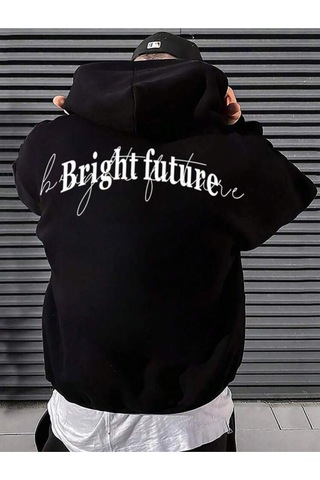 Kapüşonlu Oversize Sweatshirt Siyah Bright Future Siyah