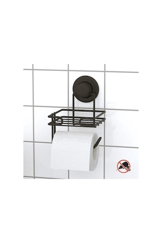 Vakumlu Tuvalet Kağıdı Askısı Yedekli Siyah