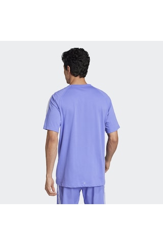 Adidas Own The Run 3 Stripes Erkek Mavi Yuvarlak Yaka Tişört Mavi