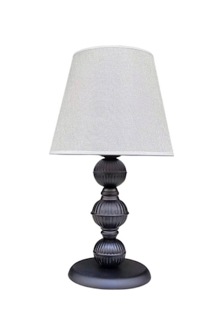 Riga Metal Abajur Siyah Boyalı Krem Şapkalı Siyah