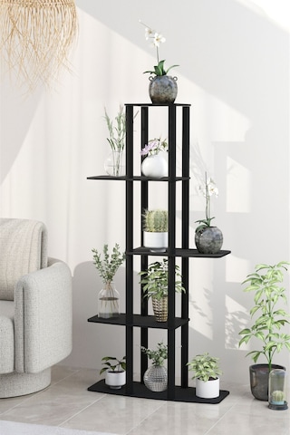 Gardenya Çok Katlı Çiçeklik Saksılık Siyah Siyah