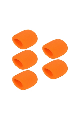 Mufunye 5 Adet Turuncu Mikrofon Köpük Koruması - Ses Gürültüsünü Azaltan Standart El Mikrofonları İçin