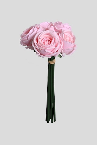 Pembe Yapay Lüx Gül Buketi 6 Dallı Premium Canlı Islak Dokulu 30 Cm
