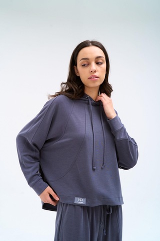 Normal People Vela - Modal Kumaş Kapşonlu Sweatshirt Gri