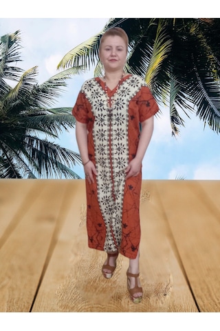 Boutique Venüs Şilebezi Taş Baskılı Elbise - Kahverengi