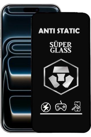 Pp Apple Uyumlu iPhone 17 Pro Max Anti Static Toz Tutmayan Çerçeveli Temperli Ekran Koruyucu Cam