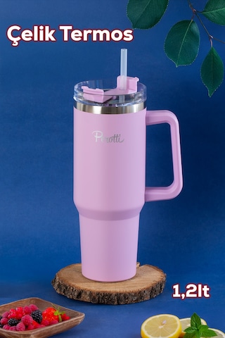 Perotti 17236-4 Colte V2 Paslanmaz Çelik Sporcu Termos Bardak Matara Lila 1,2 Lt Çok Renkli