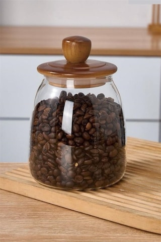 Morponi 3 Adet Akasya Kapaklı Herry Borosilikat Konik Cam Kavanoz 950 Ml Amber