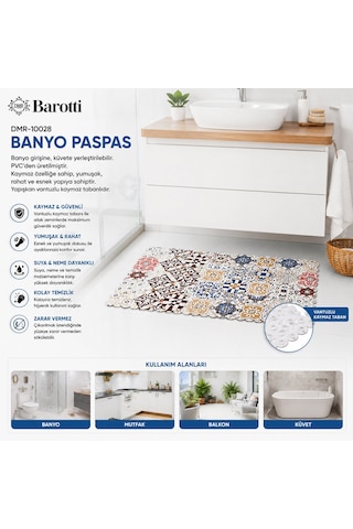 Dikdörtgen Desenli 70 X 34 Cm Su Emici - Sihirli Kaydırmaz Banyo - Küvet Paspas 5492 Çr
