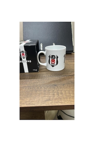 Beşiktaş Lisanslı Taraftar Seramik Kupa Siyah Beyaz