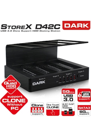 Dark Storex D42C Dörtlü 3.5"/2.5" Offline Klonlama Özellikli' Sat