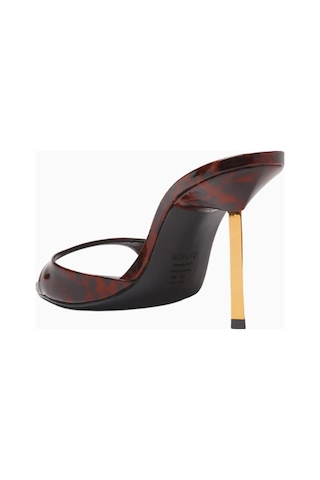 Schutz Open-toe 87 Parlak Patent Deri, Ince Bantlı Ve Metalik Topuklu Sandalet Kahverengi
