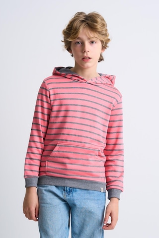 Alexandergardi Alexandergardı Kanguru Cepli Kapüşonlu Çizgili Çocuk Sweatshirt Pembe