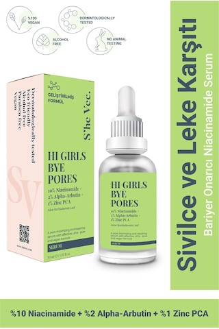 She Vec Hi Girls Bye Pores Akne ve Leke Karşıtı Bakım Serumu 30 ML