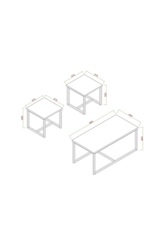 Luxor Orta Sehpa , Zigon Sehpa , Metal Ayak Masa , 3 Lü Zigon Beyaz