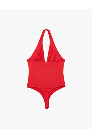Koton Sırt Dekolteli Degaje Yaka Bodysuit Kırmızı 6sak10183ek Kırmızı