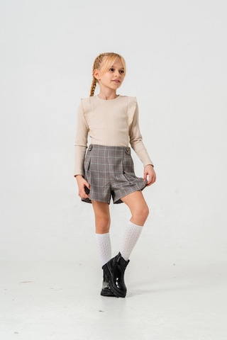 Smile Kids Apoletli Pileli Şortlu Kız Takım Bej