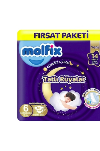 Molfix Tatlı Rüyalar 6 Beden Bebek Bezi 48x2 96 Adet 6 Numara