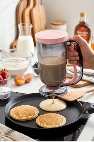 Royalgross Siyah-pembe Pratik Hamur Porsiyonlayıcı 900 Ml Ölçekli Krep Pankek Waffle Kek Muffin Hamur Dağıtıcı Akıtıcı