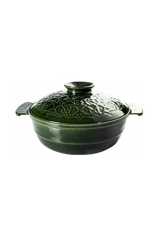 Lava Anatolia Selçuklu Güveci Çap Ø 26 Cm. - Majolica Yeşil Ahşap Kaşık Hediyeli Yeşil