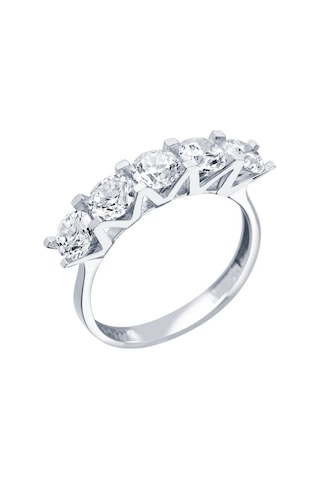 Diamond Line - Gülaylar - Beyaz Altın 8 Ayar Beştaş Yüzük