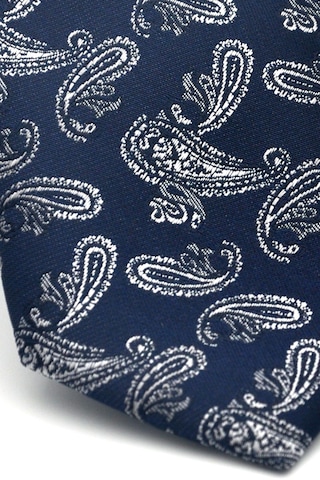 Gaffy Gri Şal Desenli Lacivert Dokuma Kumaş Mendilli Slim Fit Kravat // Sdk-2507-2 Lacivert