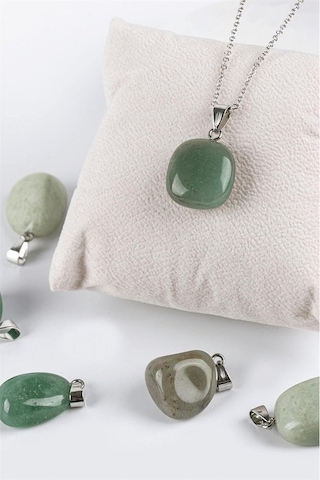 Sertifikalı Tımbıl Model Aventurin Taşı Kolye - Gümüş Aparatlı Çok Renkli