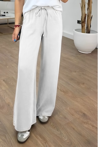 Feela Moda 2008 Bağcıklı Beli Lastikli Yıkamalı Modal Dokuma Palazzo Kadın Pantolon Ekru