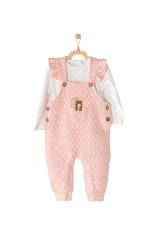 Andywawa Kız Bebek Sincap Kabartmalı Pembe Tulum Ac23328 001