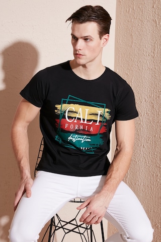 Buratti Pamuklu Slim Fit Bisiklet Yaka Erkek T Shirt 541California24 Siyah