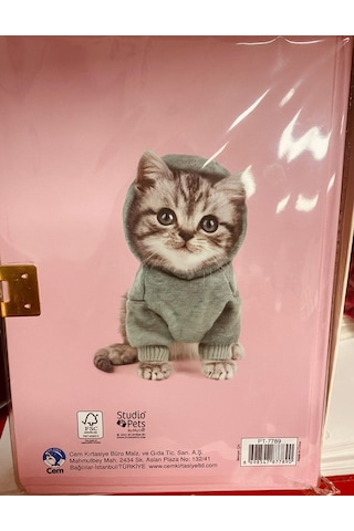 Dolphin Cem Studio Pets Kilitli Hatıra Defteri Sert Kapak Kedi Resimli Pembe Kapak Pt-7789
