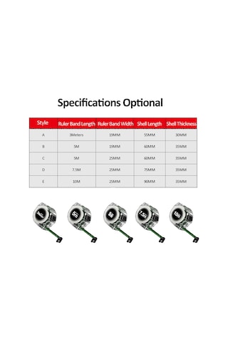 Singree "7,5 Metre Floresan Şeritli Yüksek Hassasiyetli Şeffaf Şerit Metre - Dayanıklı Metal Aks"