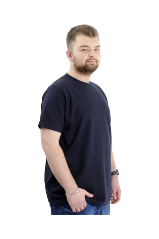 Mode Xl Büyük Beden Erkek T-shirt Bisiklet Yaka Waffle 20033 Lacivert Lacivert