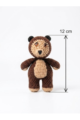 Afacan Kız ve Tonton Ayıcık Amigurumi Örgü Oyuncak - Çizgi Film Karakteri Hediyelik Figür 11 Cm
