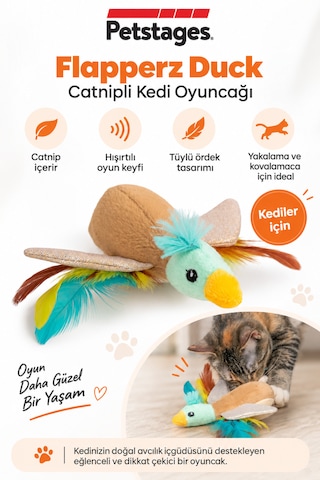 Petstages Flapperz Duck Catnipli Kedi Oyuncağı Peluş