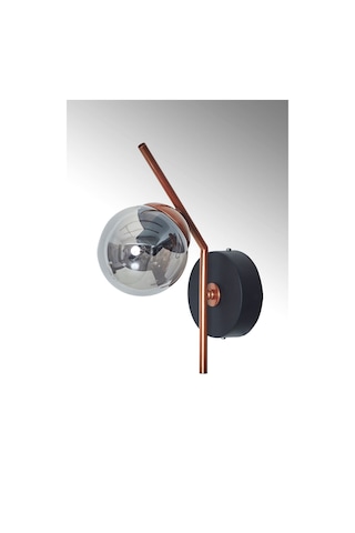 Luzarana Elit Bakır Siyah Metal Gövde Füme Camlı Tasarım Dikey Aplik