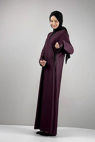 Moda Çizgi Namaz Elbisesi Vişne