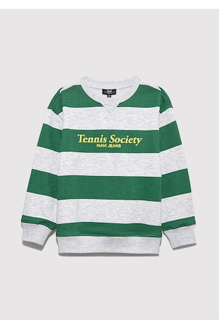 Mavi - Çizgili Baskılı Yeşil Sweatshirt 6s10170-71697 Yeşil