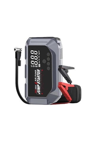 Coverzone Çok Fonksiyonlu Akü Takviye Cihazı Ve Hava Kompresörü 12v Araç Jump Starter, Dijital Lastik Şişirme, Led Işık & Sos, Powerbank, Taşınabilir Acil Durum Seti K3