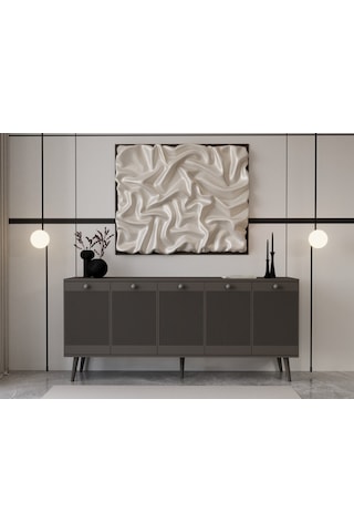 Melura Konsol 180 Cm %100 Mdf Lake Ahşap Ayaklı Gri