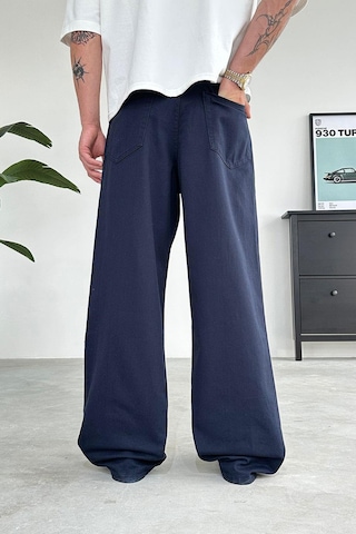 Lacivert Basic Gabardin Ekstra Bol Baggy Pantolon Lacivert