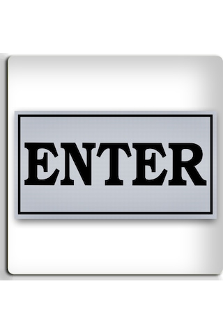 Enter - Yönlendirme Levhası - Kendinden Yapışkanlı Metalik Gümüş Gri Tabela 8x15 Cm