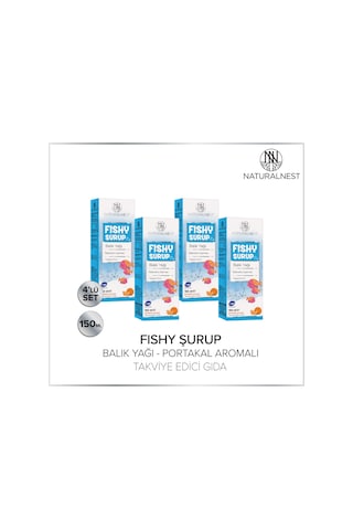 Naturalnest Fishy Portakal Aromalı Balık Yağı Şurup 4 Kutu